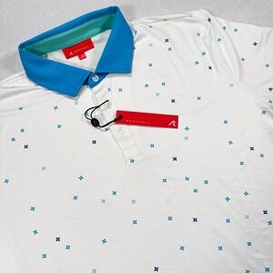 NWT REDVANLY Men's L Bright White Savile Stretch Performance Golf‎ Polo Shirt